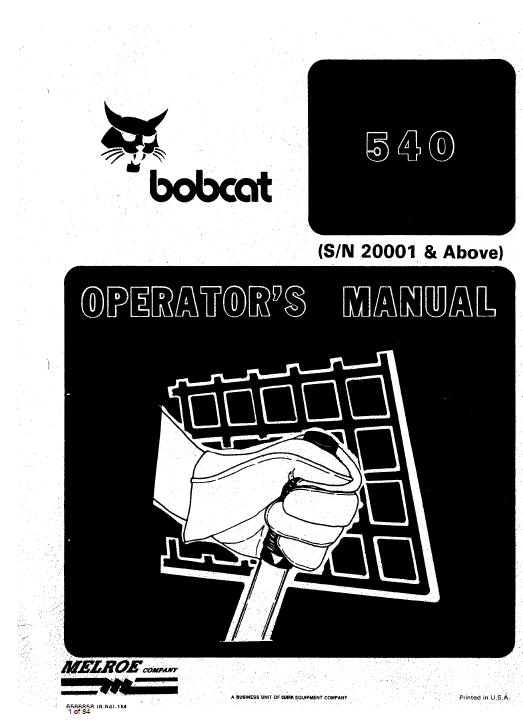 Bobcat 540, 543 and 543B Skid-Steer Loader Service Manual