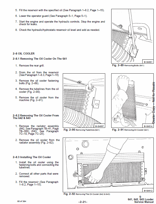 Bobcat 641, 642 and 643 Skid-Steer Loader Service Manual