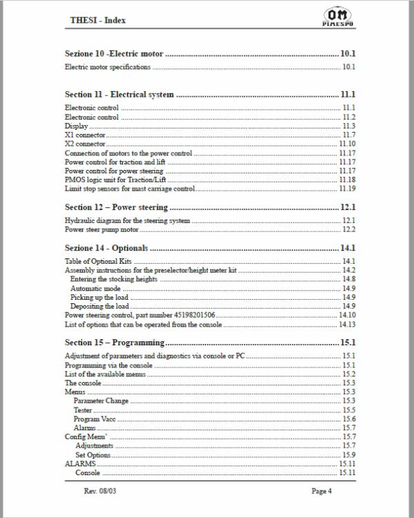 OM PIMESPO Thesi Series 4519 Reach Trucks Workshop Repair Manual