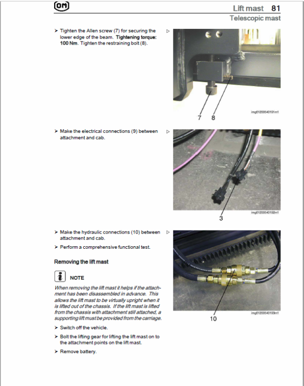 OM Pimespo XNA ac – Generation 3 48v Side Loader Workshop Repair Manual