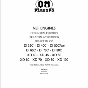 OM Pimespo DI50CH, DI60C, DI70C and DI80C Forklift Workshop Manual