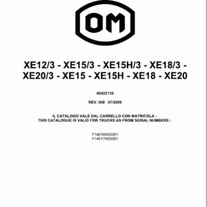 OM Pimespo XE12, XE15 and XE18 Series 4016 , 4017 Forklift Workshop Repair Manual