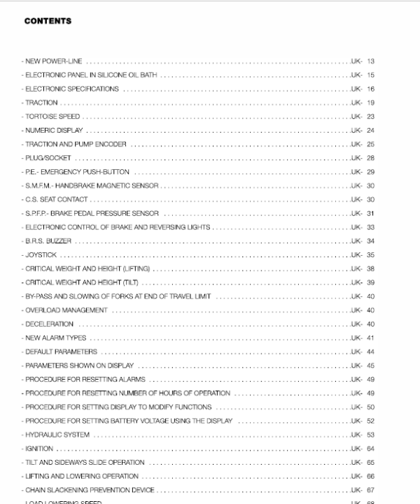 OM Pimespo Fase 60, 70 and 80 80v Forklift Workshop Repair Manual