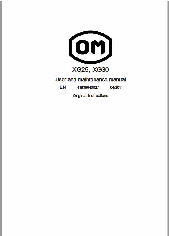 OM Pimespo XG25 and XG30 Forklift Repair Workshop Manual