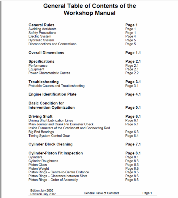 OM Pimespo LDW 2204/T CHD Engine For Forklift Trucks Shop Manual