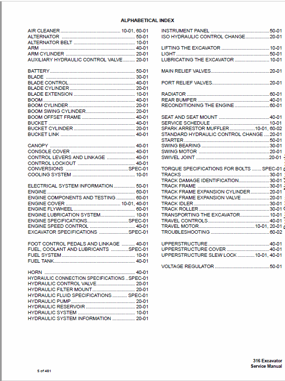 Bobcat 316 Excavator Service Manual