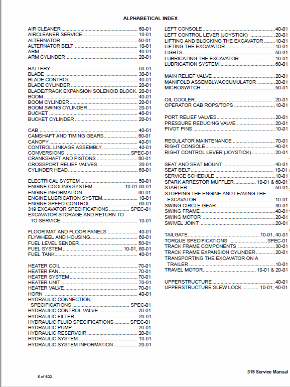 Bobcat 319 Compact Excavator Service Manual