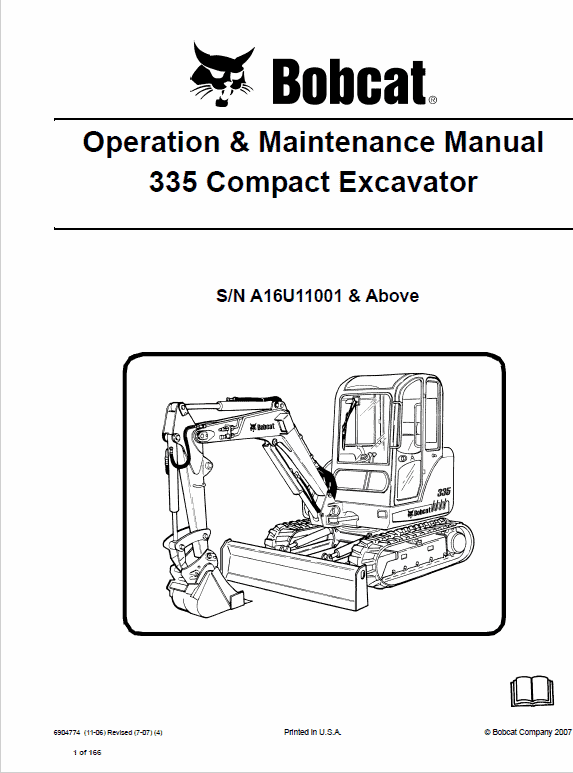 Bobcat 335 Compact Excavator Service Manual