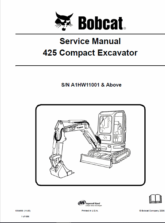 Bobcat 425 and 428 Compact Excavator Service Manual