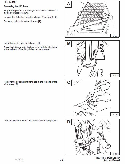 Bobcat 440, 443 and 443B Skid-Steer Loader Service Manual