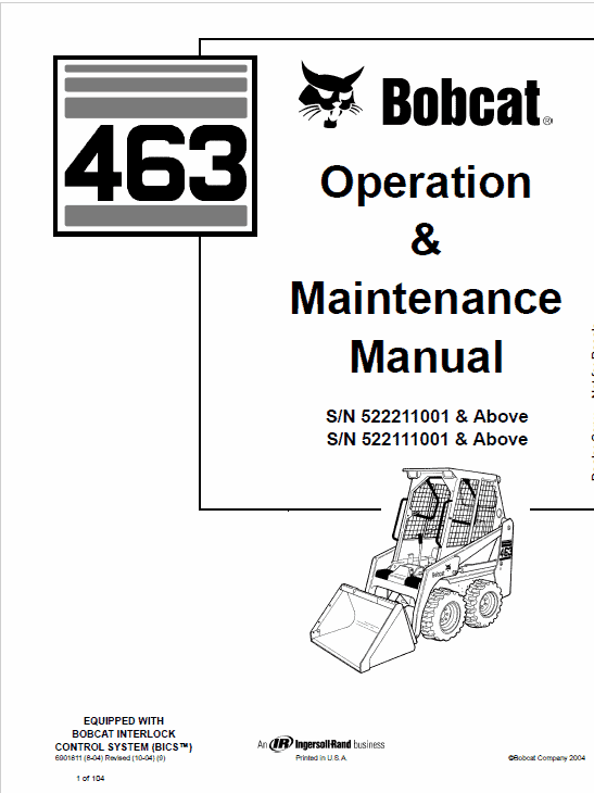 Bobcat 463 Skid-Steer Loader Service Manual