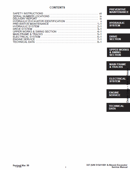 Bobcat X337 and X341 Excavator Service Manual