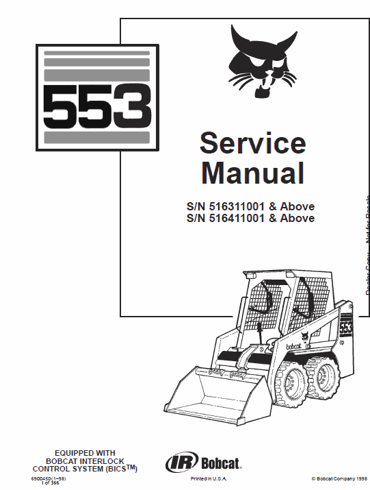 Bobcat 553 Skid-Steer Loader Service Manual