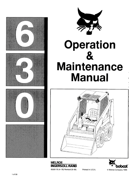 Bobcat 630, 631 and 632 Skid-Steer Loader Service Manual