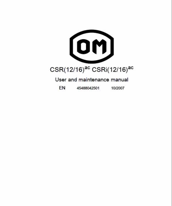 OM PIMESPO FIAT CSR, TLR, CSRi, TSR, CSR12ac, CSR16ac Workshop Repair Manual