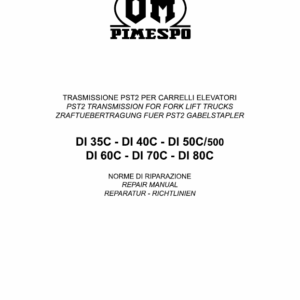 OM Pimespo DI50CH, DI60C, DI70C and DI80C Forklift Workshop Manual