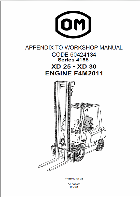 OM Pimespo XD25 and XD30 Forklift Workshop Manual