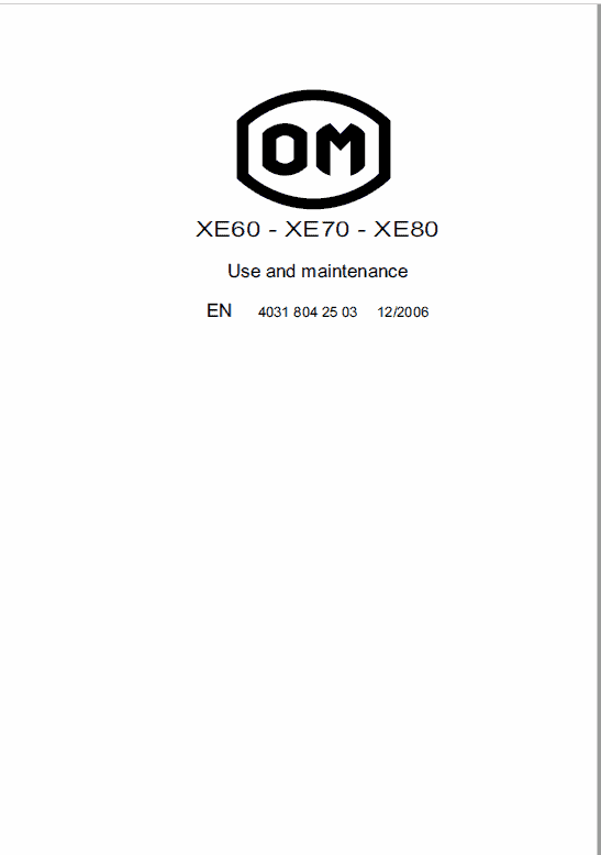 OM Pimespo XE60, XE70 and XE80 Forklift Workshop Manual