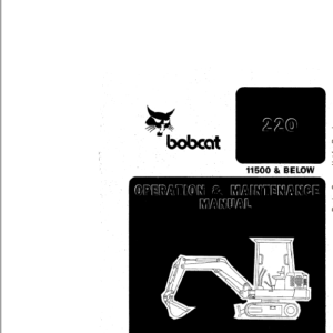 Bobcat X220 Excavator Service Manual