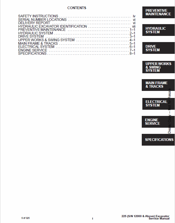 Bobcat X225 Excavator Service Manual