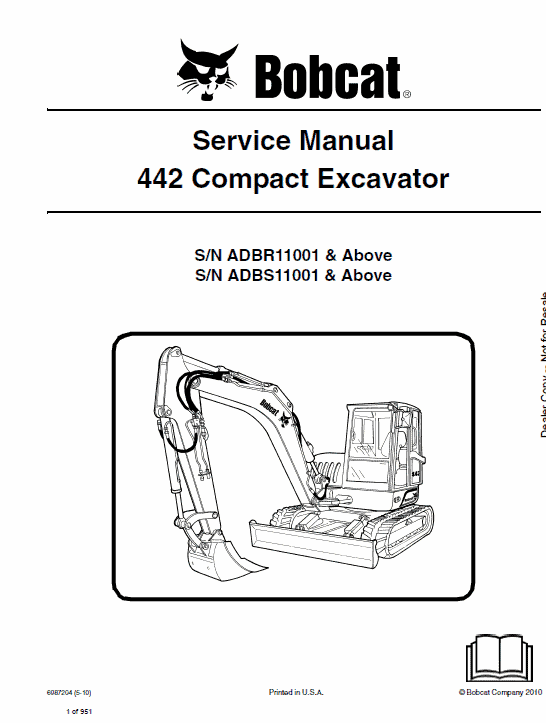 Bobcat 442 Excavator Repair Service Manual