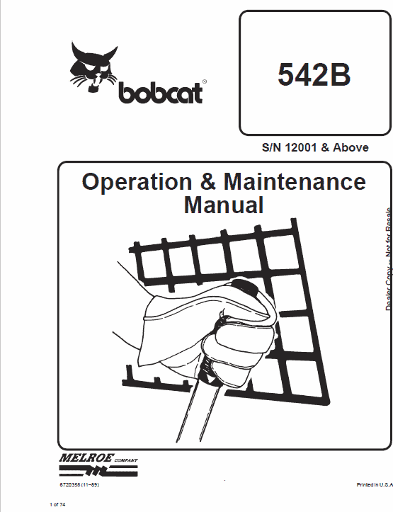 Bobcat 542B Skid-Steer Loader Service Manual