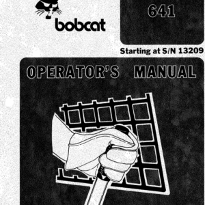 Bobcat 641, 642 and 643 Skid-Steer Loader Service Manual