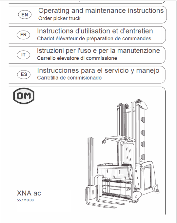 OM Pimespo XNA ac – Generation 1.2 80v Side Loader Workshop Repair Manual