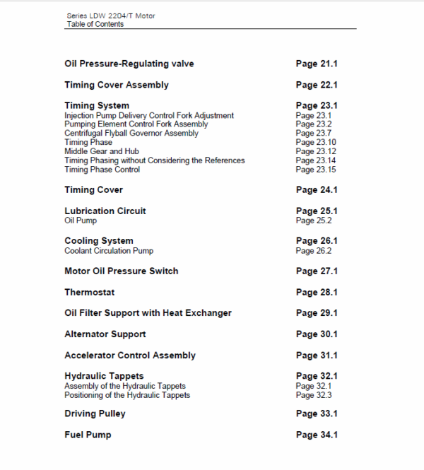 OM Pimespo LDW 2204/T CHD Engine For Forklift Trucks Shop Manual