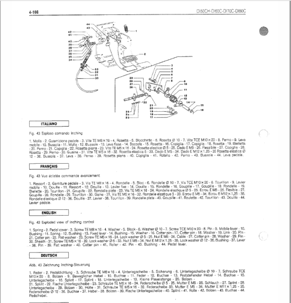 OM Pimespo DI50CH, DI60C, DI70C and DI80C Forklift Workshop Manual