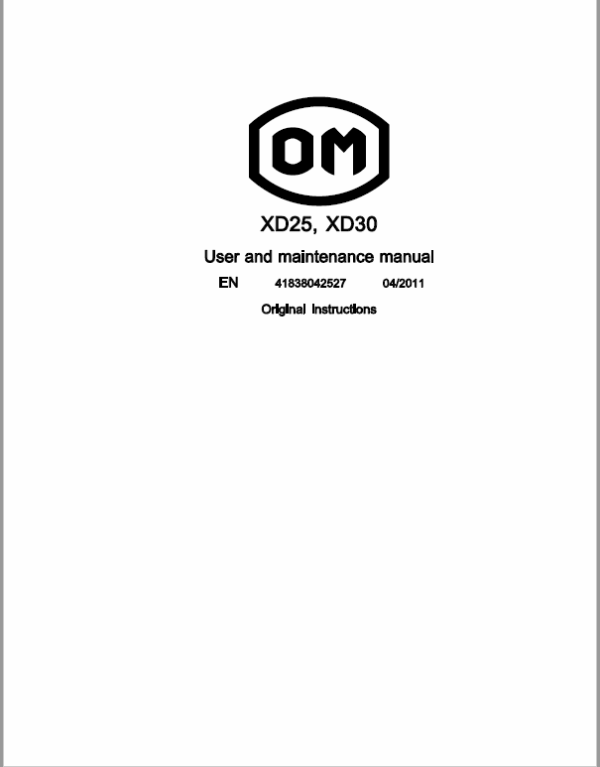 OM Pimespo XD25 and XD30 Forklift Workshop Manual