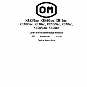 OM Pimespo XE13/3ac, XE15/3ac, XE15ac, XE16/3ac, XE16ac, XE18/3ac, XE18ac, XE20/3ac, XE20ac Manual