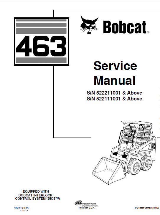 Bobcat 463 Skid-Steer Loader Service Manual