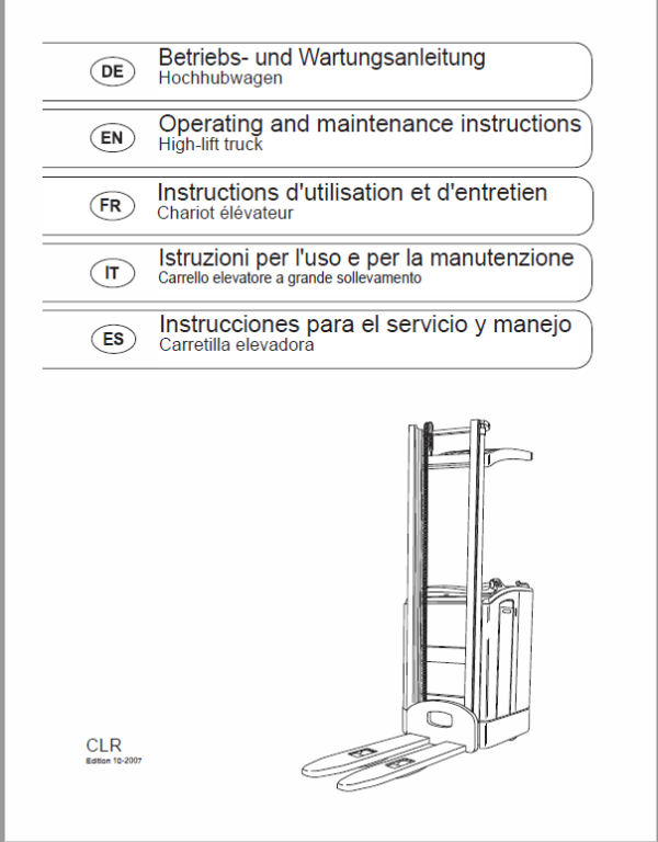 OM PIMESPO TLR, CLD and CLR Pallet Stacker Workshop Repair Manual