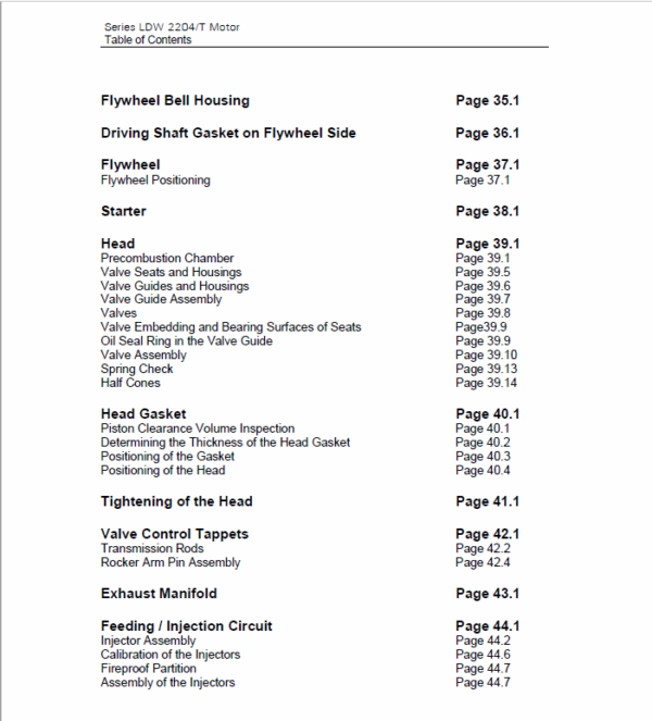 OM Pimespo LDW 2204/T CHD Engine For Forklift Trucks Shop Manual