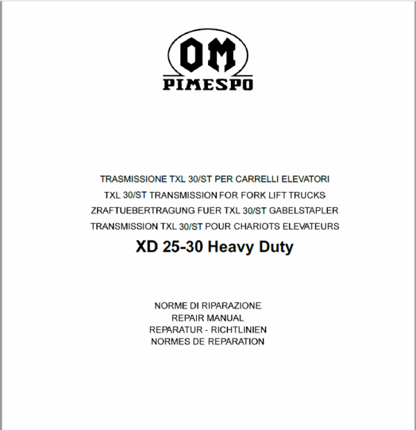 OM Pimespo XD25 and XD30 Forklift Workshop Manual