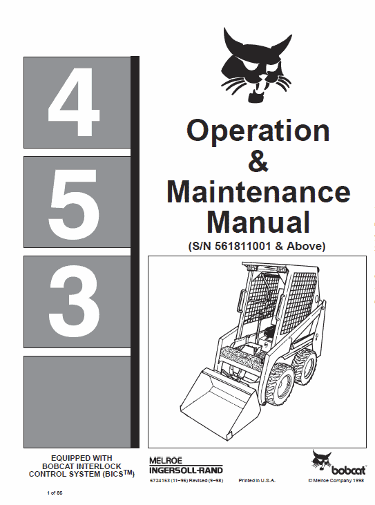 Bobcat 450 and 453 Skid-Steer Loader Service Manual