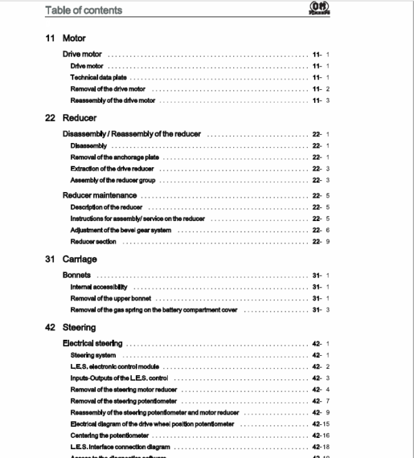 OM PIMESPO XLOGO1 and XLOGO2 Series 4539 – 4549 Order Picker Workshop Repair Manual