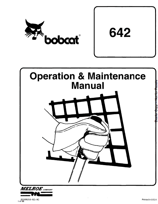 Bobcat 641, 642 and 643 Skid-Steer Loader Service Manual