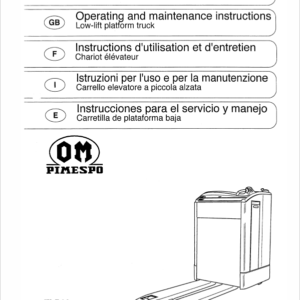 OM PIMESPO TLR, CLD and CLR Pallet Stacker Workshop Repair Manual