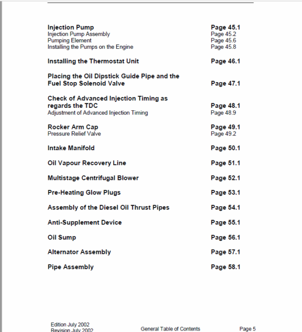 OM Pimespo LDW 2204/T CHD Engine For Forklift Trucks Shop Manual