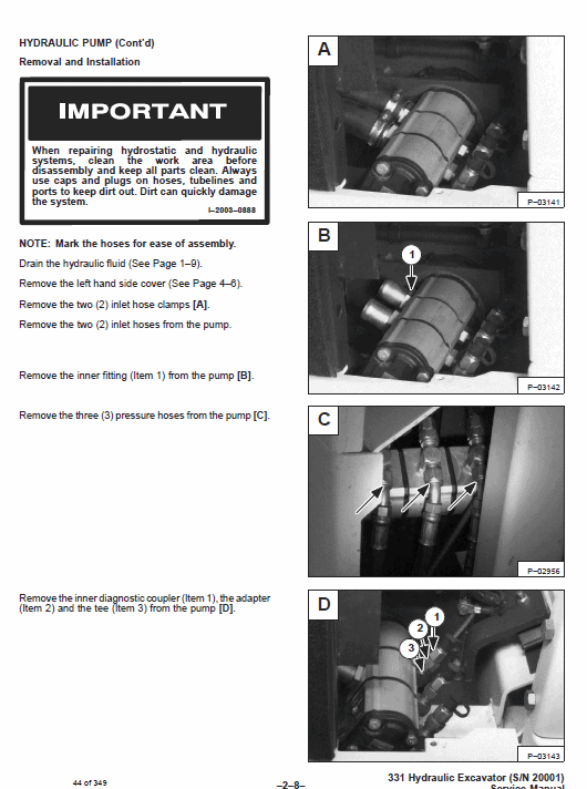 Bobcat X331, X331E and X334 Excavator Service Manual