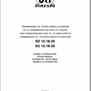 OM Pimespo XD15, XD18 and XD20 Forklift Repair Workshop Manual