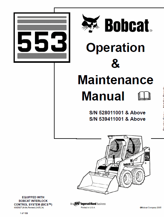 Bobcat 553 Skid-Steer Loader Service Manual