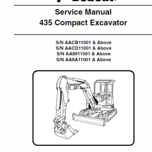 Bobcat 435 Compact Excavator Repair Service Manual