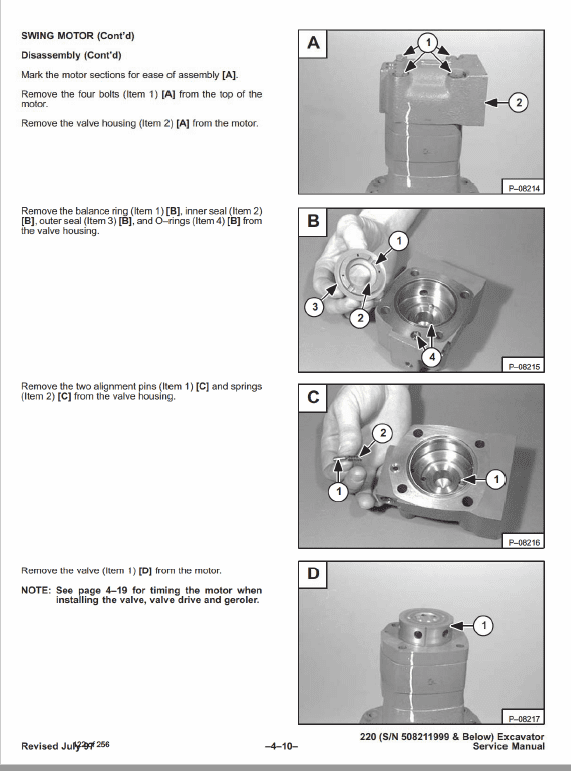 Bobcat X220 Excavator Service Manual