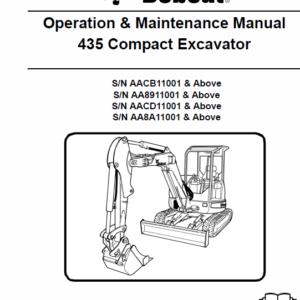 Bobcat 435 Compact Excavator Repair Service Manual