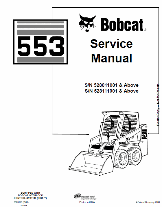 Bobcat 553 Skid-Steer Loader Service Manual