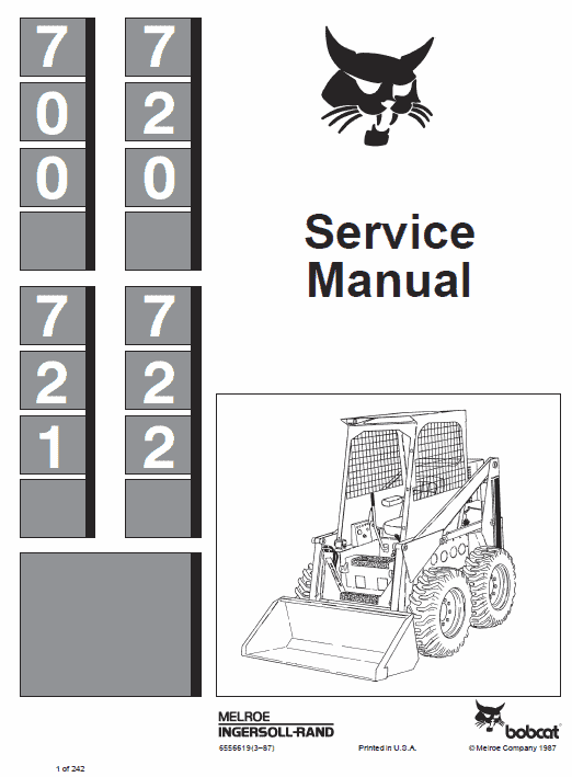 Bobcat 700, 720, 721 and 722 Skid-Steer Loader Service Manual