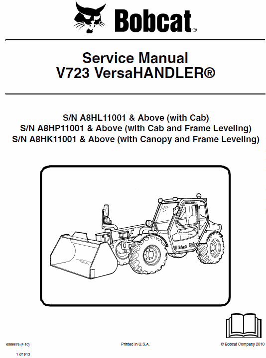 Bobcat V723 VersaHANDLER Telescopic Service Manual